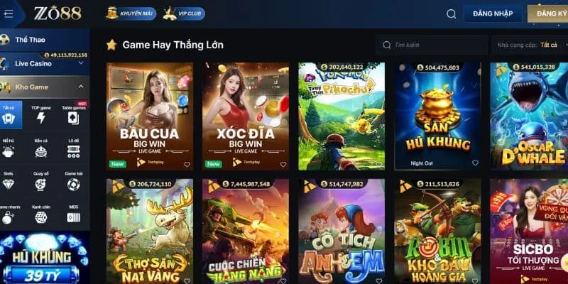 Kho game tuyệt vời tại ZO88